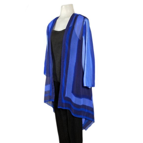 Travelers Collection by Chico's Sheer Blue Kimono - Picture 1 of 9